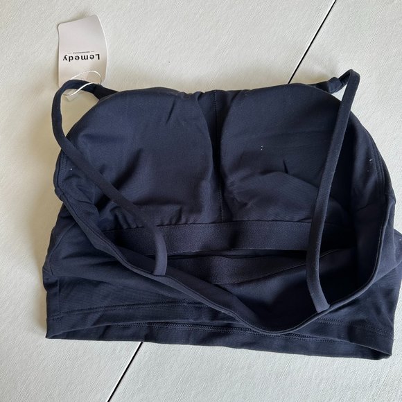 Lemedy Amazon Navy Blue Cropped Tank Top w/ Built in Bra OS NWT - Picture 3 of 3
